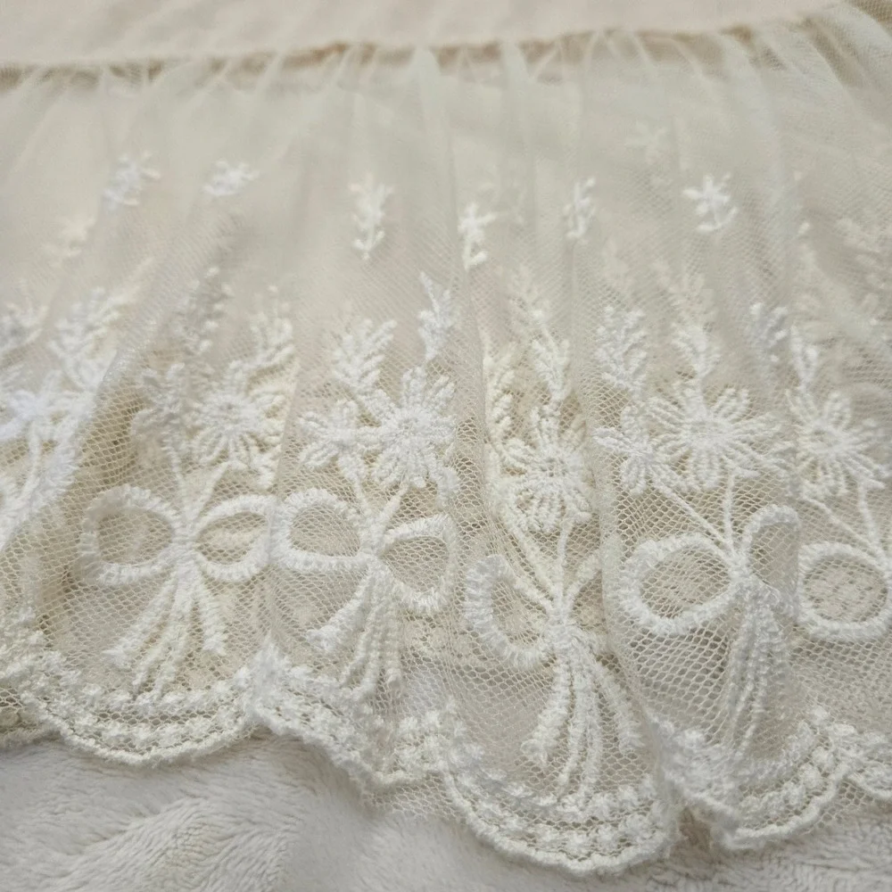 Reborn Cream Lace Trim Layering Tank Dress 1XL Sleeveless Floral Scalloped Hem - Picture 8 of 9